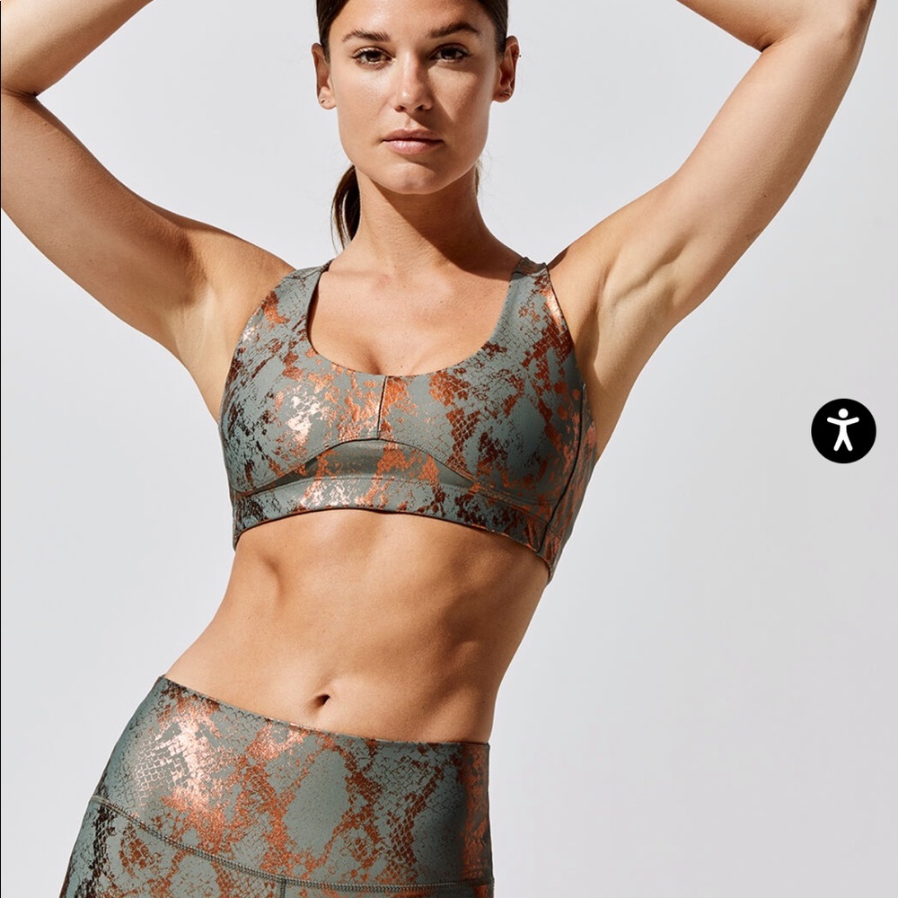 Carbon38 Metallic Snake Cross-back Sports Bra